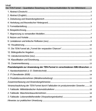 Die TEN-Formel (Formel der verpassten Chancen) Inhalt der Veröffentlichung